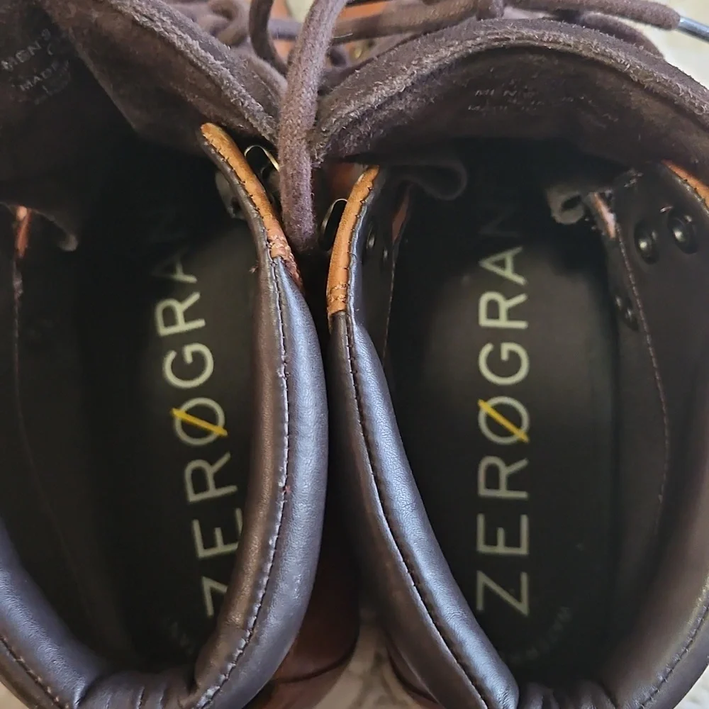 Cole Haan Brown Leather Hiking-Style Boots with Dark Brown Accents
